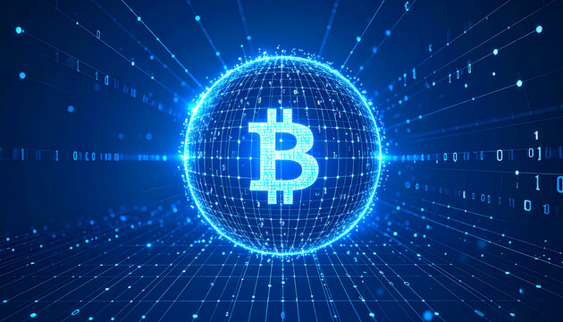 Bitcoin digital sphere illustration