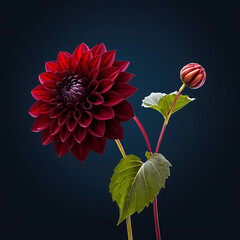 dark red dahlia flower isolated  