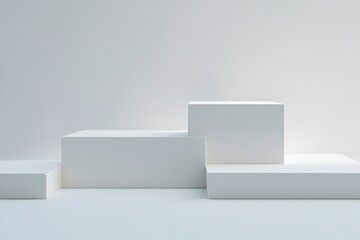 White podiums for product display minimalist background presentation mockup template