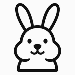 Obraz premium Black and White Cute Bunny Outline Sticker Icon