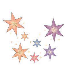 A beautiful cluster of hand-drawn sparkling stars in pastel colors. Whimsical celestial illustration for parties and celebrations.