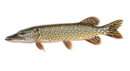 Fototapeta premium Northern Pike Fish Fresh Water Predator Isolated transparent background