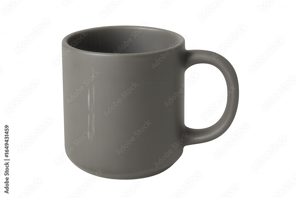 Poster photorealistic 3d rendering of a simple gray mug with a transparent background, perfect for showcasi