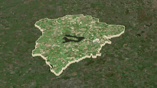 Rutland region, England - Great Britain, extruded. Map animation