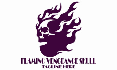 Flaming vengeance skull vector illustration, flaming vengeance skull logo design with white background