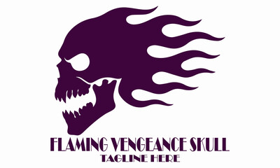 Flaming vengeance skull vector illustration, flaming vengeance skull logo design with white background