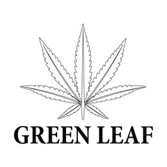 Hemp leaf symbol or logo design. Marijuana silhouette ecology logo