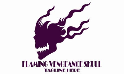 Flaming vengeance skull vector illustration, flaming vengeance skull logo design with white background
