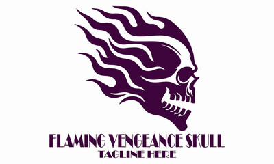 Flaming vengeance skull vector illustration, flaming vengeance skull logo design with white background