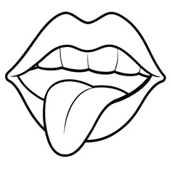 lip with tongue vector art illustration.