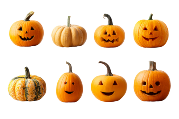 Collection of carved pumpkins for Halloween fun