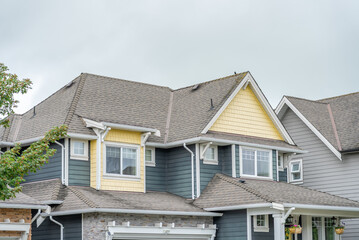 Top of luxury house with shingle roof and nice windows in Summer in Vancouver, Canada, North...
