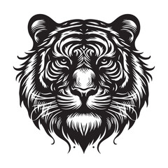 Monochrome Tiger Head Artwork A Striking Minimalist Design with Intricate Line Work and Bold Contrast a Modern Artistic Interpretation