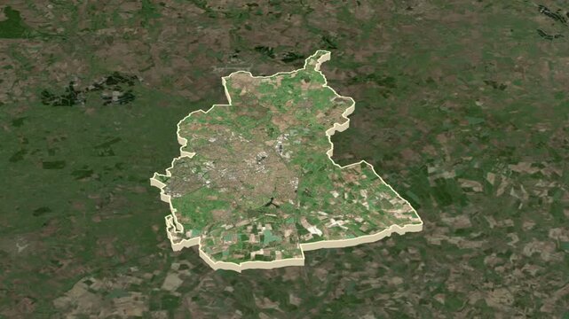 Swindon region, England - Great Britain, extruded. Map animation