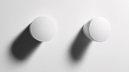 Minimalist White Circular Wall Hooks with Long Shadow