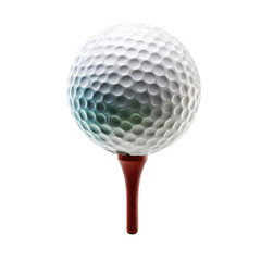 White golf ball with dimples on a red wooden golf tee with color gradient sport recreation, Isolated On White, Png Transparent, Cut Out
