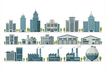 Fototapeta premium City Buildings Icons Collection