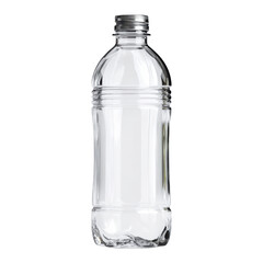 Fototapeta premium Clear Plastic Water Bottle with Silver Cap Isolated on Black Background plastic bottle transparent, Isolated On White, Png Transparent, Cut Out