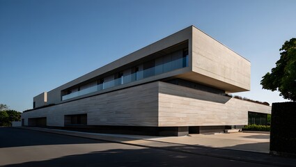 Fototapeta premium Modern Stone Building Exterior - Minimalist Architecture