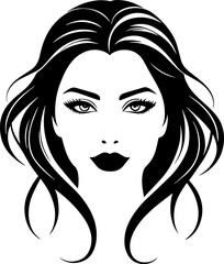 Female face with long hair isolated on white background
