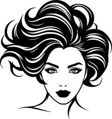 Female face with long hair isolated on white background
