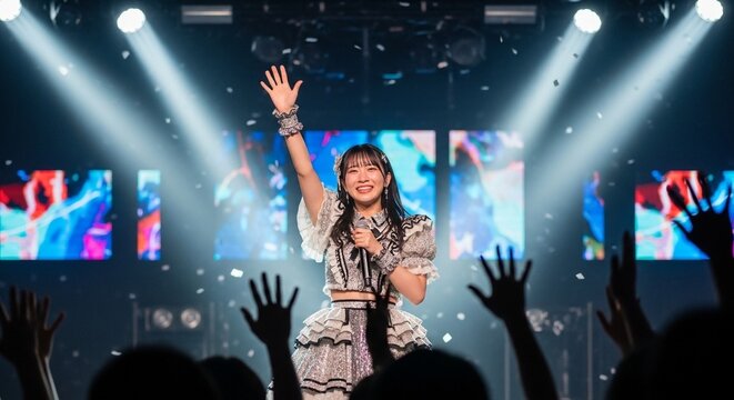 アイドル引退：涙のラストステージで感謝を伝える女性