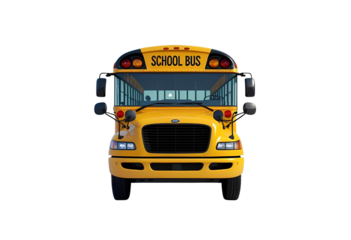 Classic yellow school bus isolated for transportation and education display