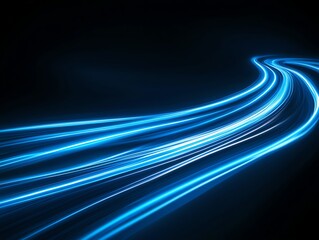 blue speed light streak wave on black background,colorful ray light trails in the dark, neon motion blur effect,glowing speed lines