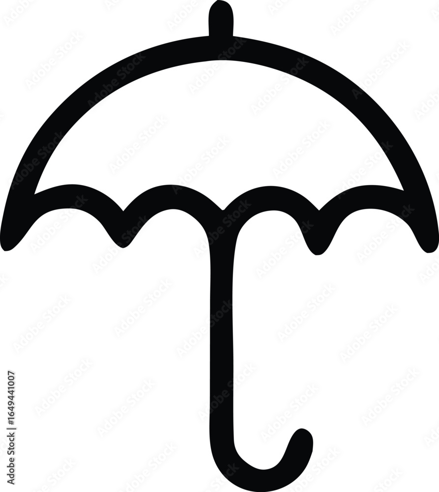 Poster simple black outline of an umbrella symbol indicating protection from rain or fragile handling instr
