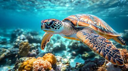 Obraz premium a turtle in sea