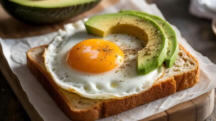 Delicious Breakfast Toast with Fried Egg and Avocado