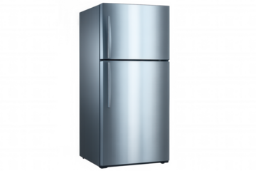 Stainless steel refrigerator isolated on transparent background, perfect for showcasing kitchen appliances or home improvement projects