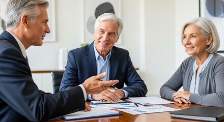 Fototapeta premium Senior Couple Consulting with Financial Advisor
