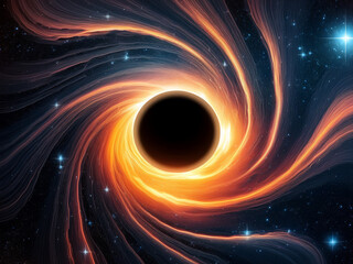 Artistic space vector showing gravitational pull and energy flow
Educational astronomy illustration with luminous accretion disk