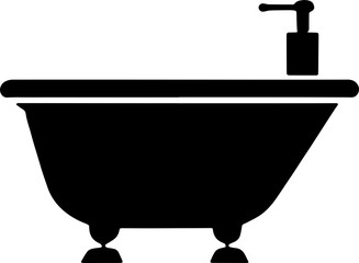 Minimalist Bathtub with Shower Silhouette Icon Vector