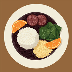 Feijoada brazilian food illustration flat design -poster wall decor feijoada