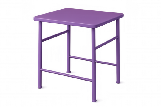 Purple stool rendering featuring minimalist design, complementing contemporary interiors with vibrant accent, positioned against transparent backdrop - Powered by Adobe