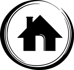 Obraz premium Minimalist Home or House Icon Real Estate or Property Management Concept 