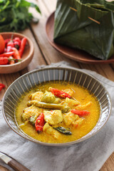 Ayam garang asem. Chicken with sour and spicy soup. perfect for recipe, article, or any commercial purposes.