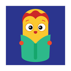 Fototapeta premium Cartoon Burrito Reading a Book
