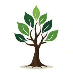 Obraz premium Tree with Green Leaves on White Background