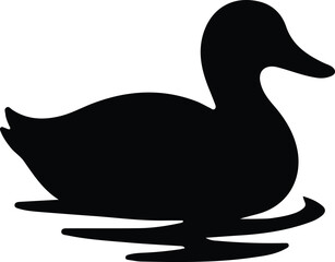 Illustrator Duck swimming on water simple black Silhouette vector