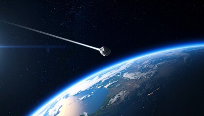 Obraz premium A scene of an asteroid falling to Earth
