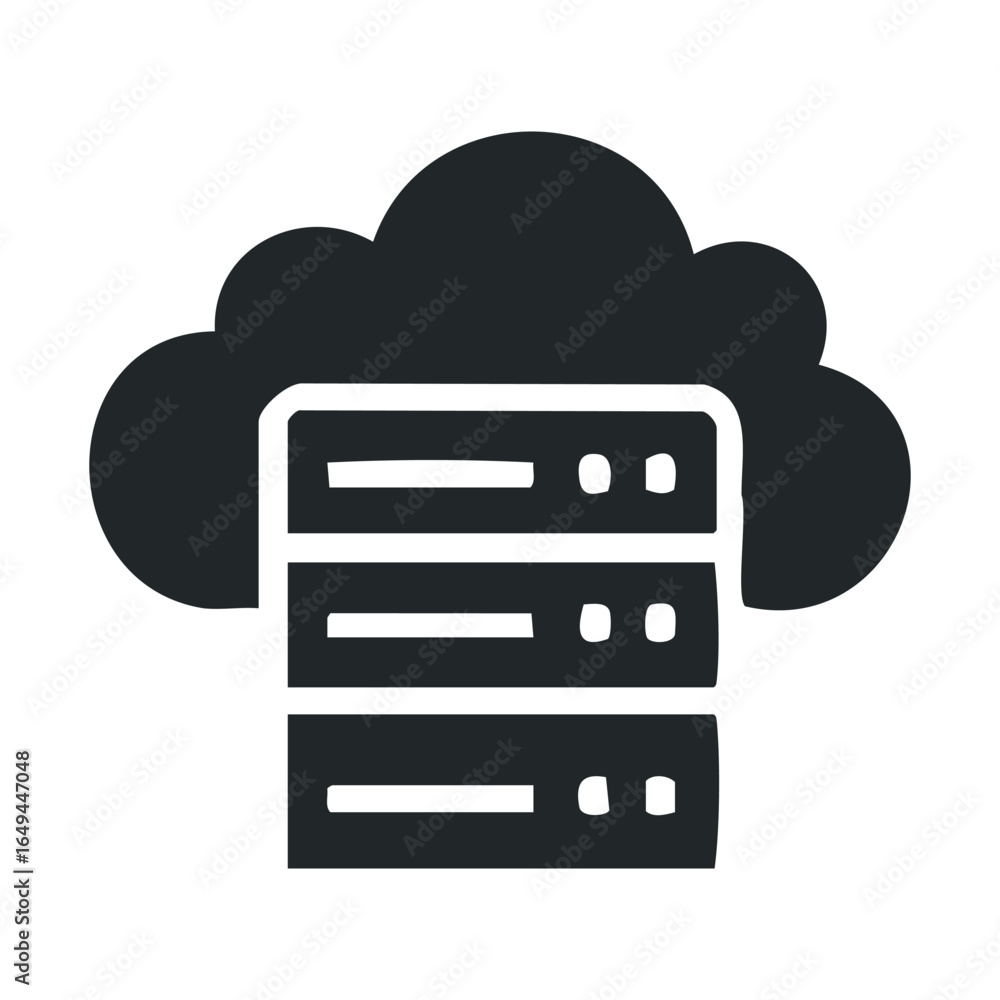 Poster cloud data storage icon representing digital server technology