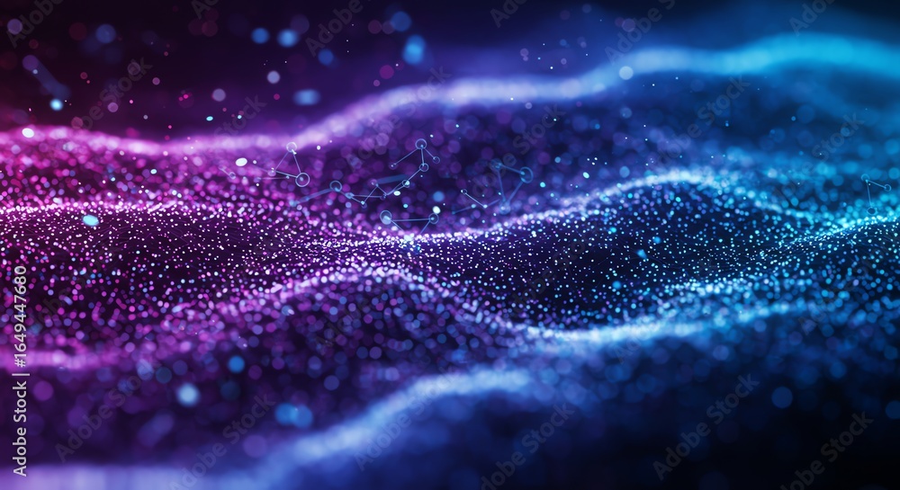 Aufkleber abstract data flow with glowing particles