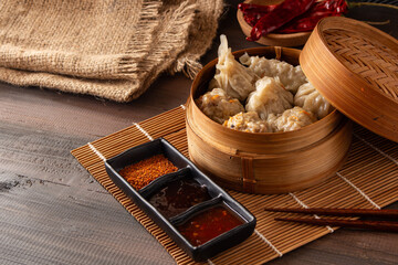 Dimsum udang dan ayam. Shrimp and chicken dimsum. 