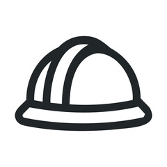 Fototapeta premium Construction hard hat icon in black and white linear design