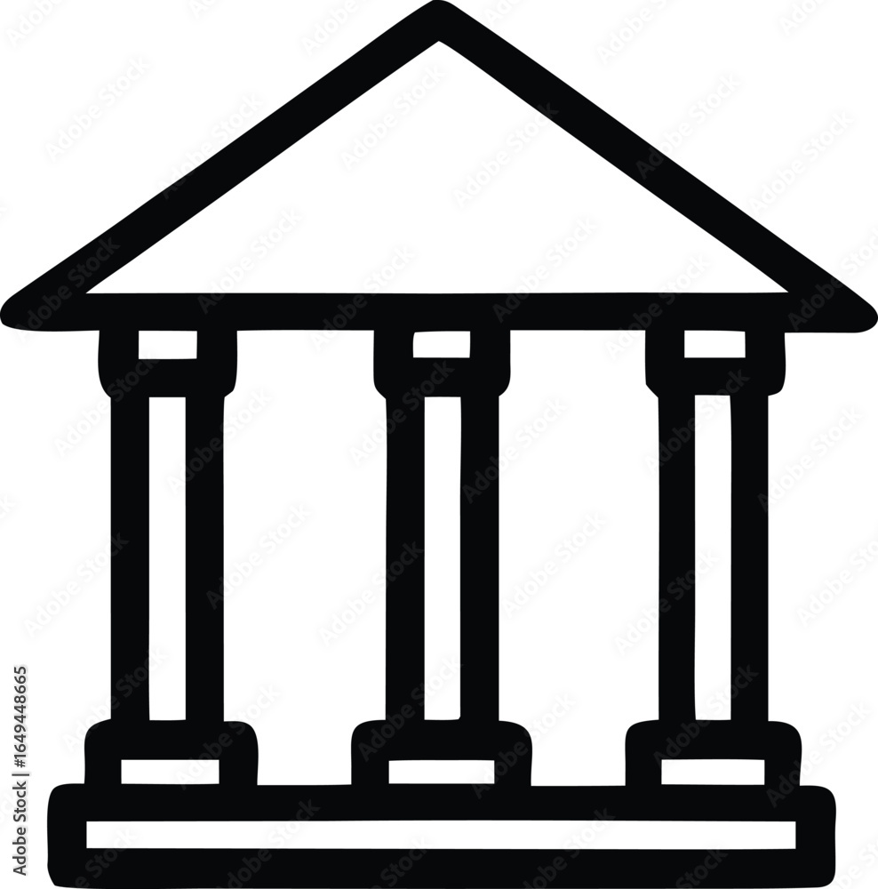 Aufkleber simple outline icon of a classical building with three columns and a pediment representing governmen