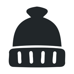 Fototapeta premium Black and white winter beanie icon in minimalist design