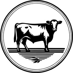 Dairy Farm with Cow Barn and Silo Rural Icon Vector